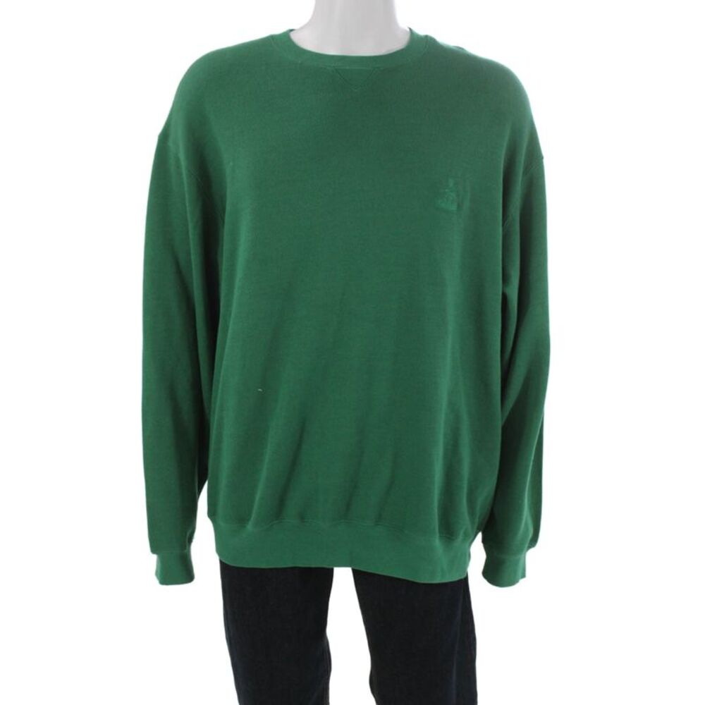 Faconnable Mens Green Cotton Pullover Sweatshirt Crewneck Long Sleeve Size XL
